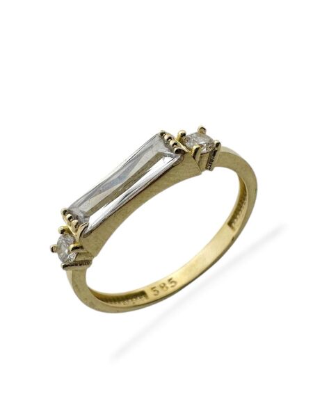 Tek Baget İtalyan Stil Zirkon Üst Kalite Altın Yüzük