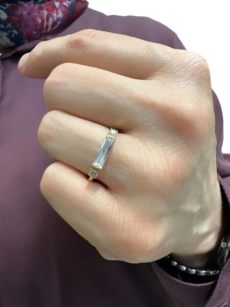 Tek Baget İtalyan Stil Zirkon Üst Kalite Altın Yüzük