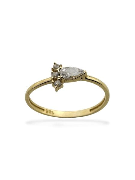 Pırlanta Montür Minik Damla Taşlı Çok Şık 14 Ayar Altın Yüzük