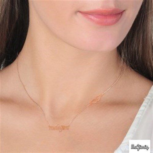 Meleğim Yazılı Rosegold Gümüş Kolye