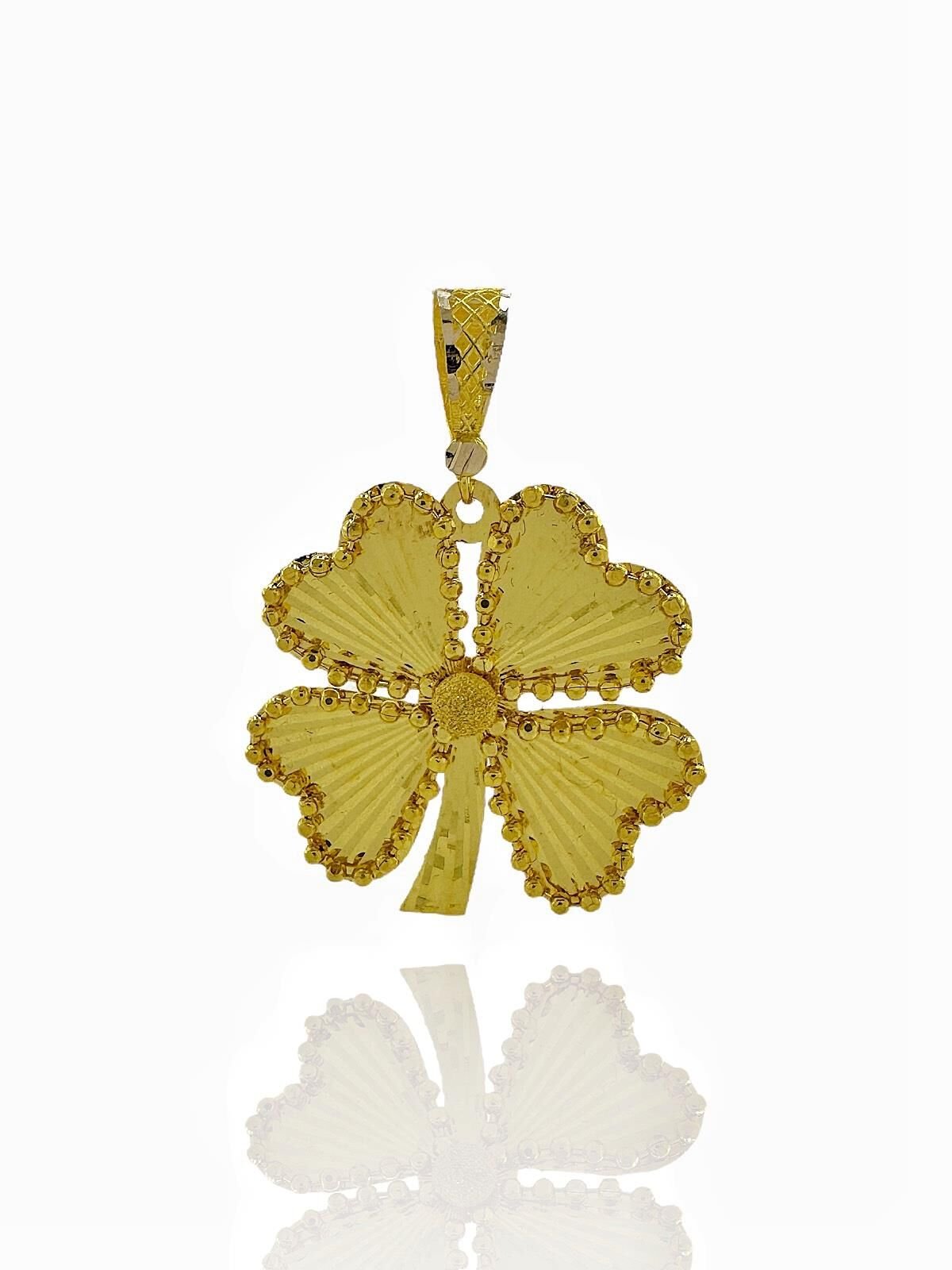 Hint İşçiliği Taşsız Dorika Yonca Altın Kolye Ucu Uç