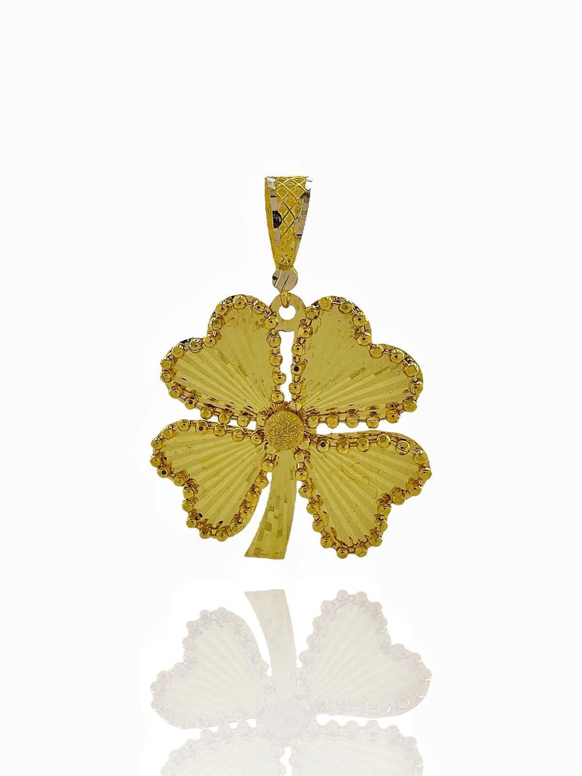 Hint İşçiliği Taşsız Dorika Yonca Altın Kolye Ucu Uç