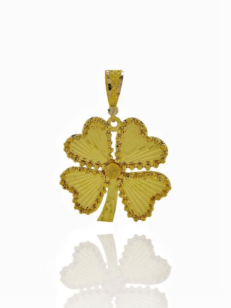 Hint İşçiliği Taşsız Dorika Yonca Altın Kolye Ucu Uç