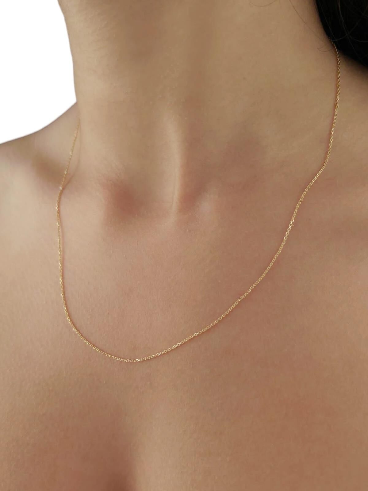 14 Ayar Altın İnce Forse Zincir Kolye 50 cm