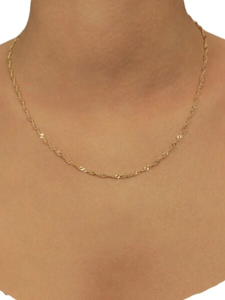 14 Ayar Altın İnce Singapur Zincir Kolye