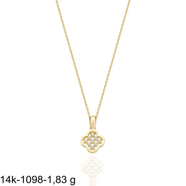 Minik Yonca Günlük Hediyelik Çok Şık 14 Ayar Altın Kolye