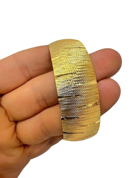 Altın Kaplama Merdiven Model 2 cm 925 Ayar Gümüş Bilezik 6.4 boy