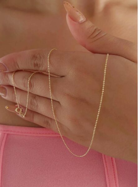 14 Ayar Altın İnce Top Top  Zincir Kolye 45 cm