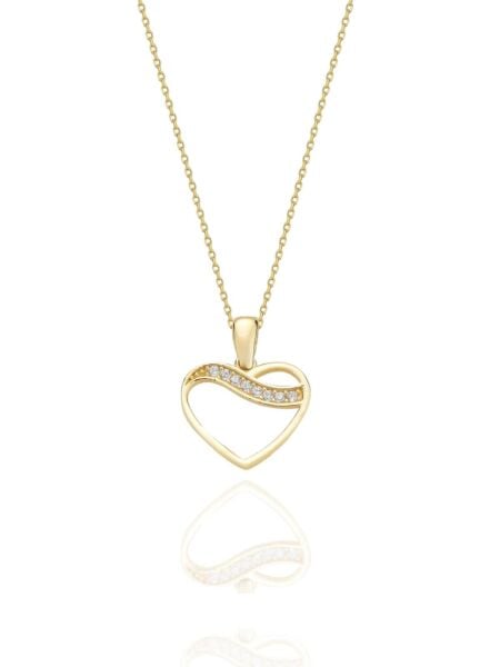 Işıltılı Minik Kalp Çok Şık Hediyelik Günlük 14 Ayar Altın Kolye