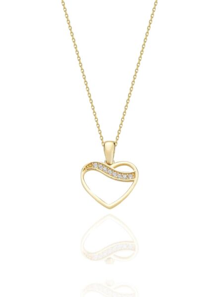 Işıltılı Minik Kalp Çok Şık Hediyelik Günlük 14 Ayar Altın Kolye