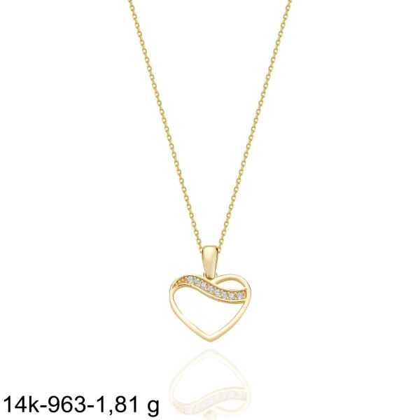 Işıltılı Minik Kalp Çok Şık Hediyelik Günlük 14 Ayar Altın Kolye
