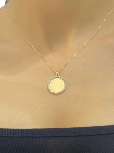 Ayna Düz Plaka Altın Kolye 14 Ayar 3.60 gr