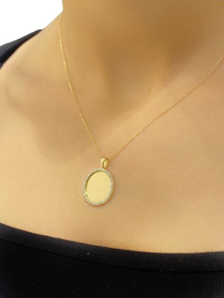 Ayna Düz Plaka Altın Kolye 14 Ayar 3.60 gr