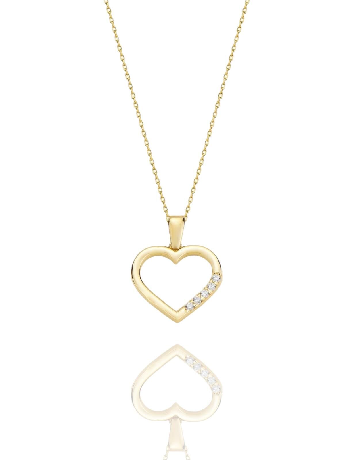 Tek Kalp Çok Şık Günlük 14 Ayar Altın Kolye