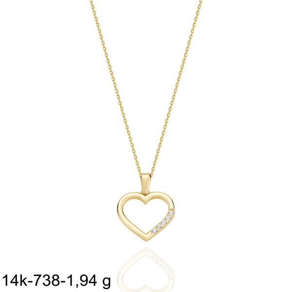 Tek Kalp Çok Şık Günlük 14 Ayar Altın Kolye