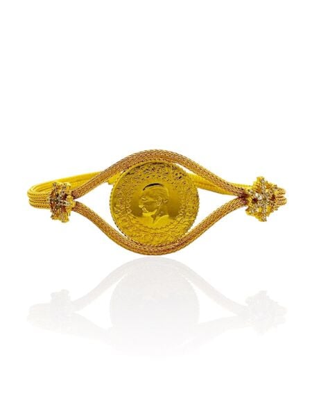 Darphane Çeyrek Kazaz Örme Zincir Kartanesi Altın Çeyrekli Bileklik