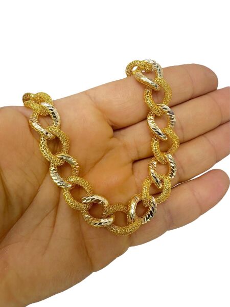 Kalın Taşsız Gurmet Füzyon Model Üst Kalite İşçilik 14 Ayar Altın Bileklik