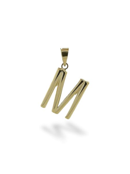 M Harfi Taşsız İdeal Boy 14 Ayar Altın Kolye Ucu Uç