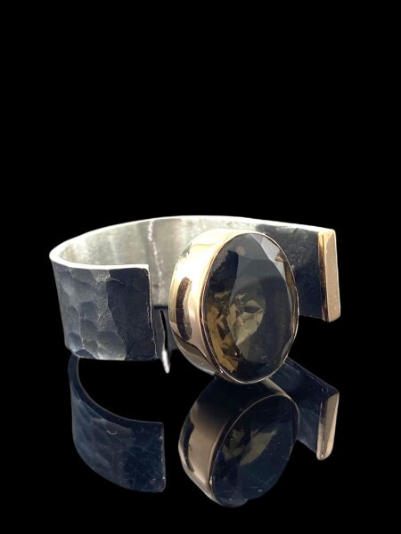 Doğal Dumanlı Kuvars Özel Tasarım Otantik 925 Gümüş Yüzük