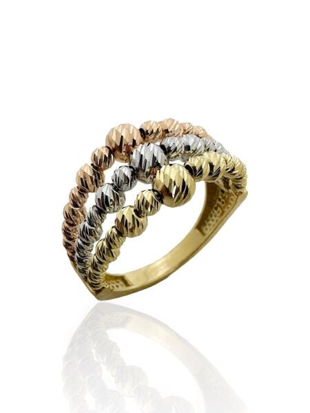 Üst Kalite Üç Renk 3 Sıra İtalyan Dorika 14 Ayar Altın Yüzük