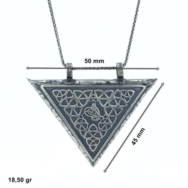 Büyük Boy Muska Dualık Tuğra İşlemeli Gümüş Kolye