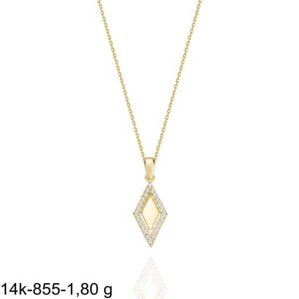 Karo Özel Tasarım Çok Şık 14 Ayar Altın Kolye