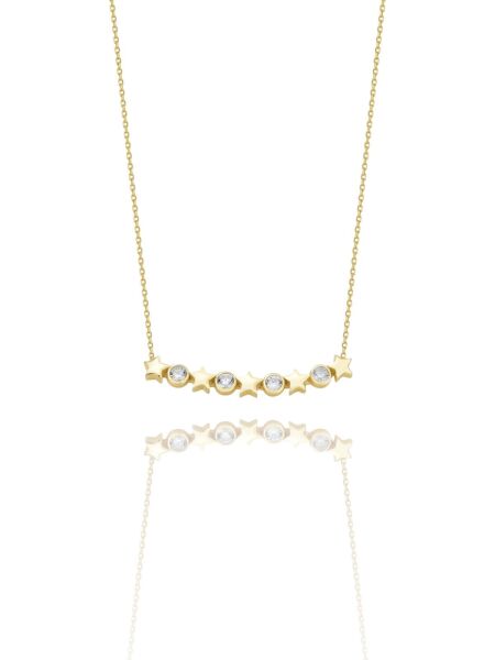 Beş Yıldız Özel Tasarım Çok Şık 14 Ayar Altın Kolye