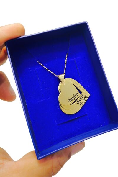 3 Kalp İsimli Aile Kolyesi 925 Gümüş Kolye