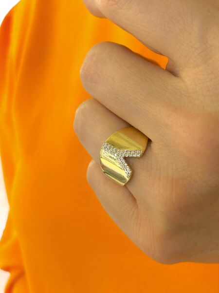 14 Ayar Altın Y Harfli Üst Kalite Trend Harf Yüzük