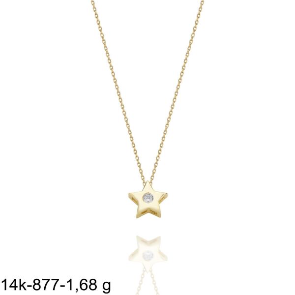 Minik Tek Yıldız Çok Şık 14 Ayar Altın Kolye