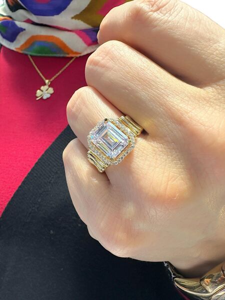 Baget Zirkon Tek Taş Üst Kalite Altın Yüzük