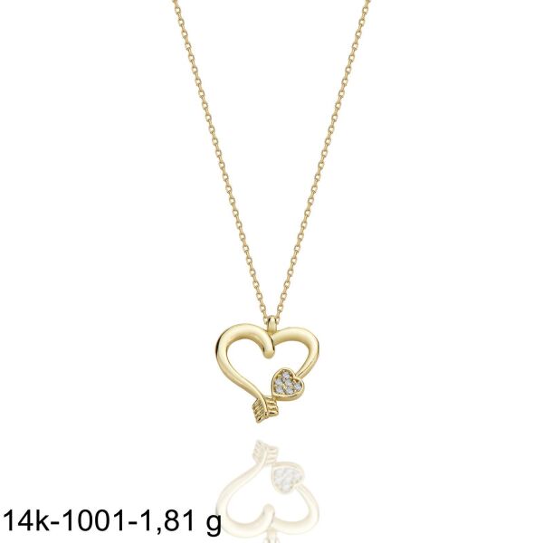 Minik Kalp Çok Şık 14 Ayar Altın Kolye