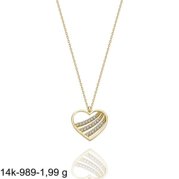 Minik Kalp Özel Tasarım Çok Şık 14 Ayar Altın Kolye