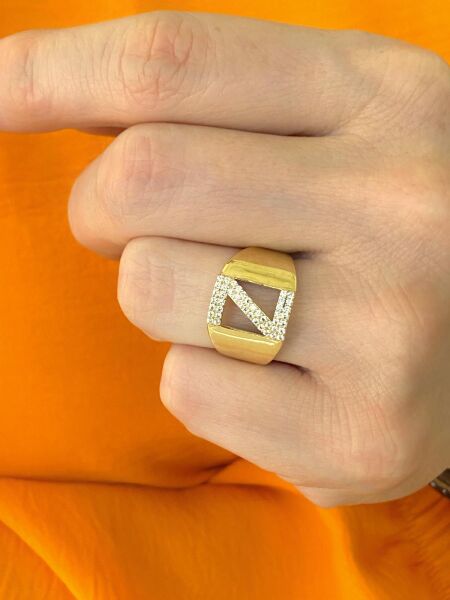 14 Ayar Altın Z Harfli Üst Kalite Trend Harf Yüzük