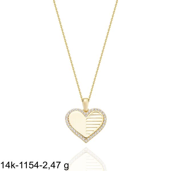 Özel Tasarım Kalp Çok Şık 14 Ayar Altın Kolye