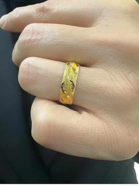 22 Ayar Altın Simli Güneş Model Bombeli  Alyans Yüzük