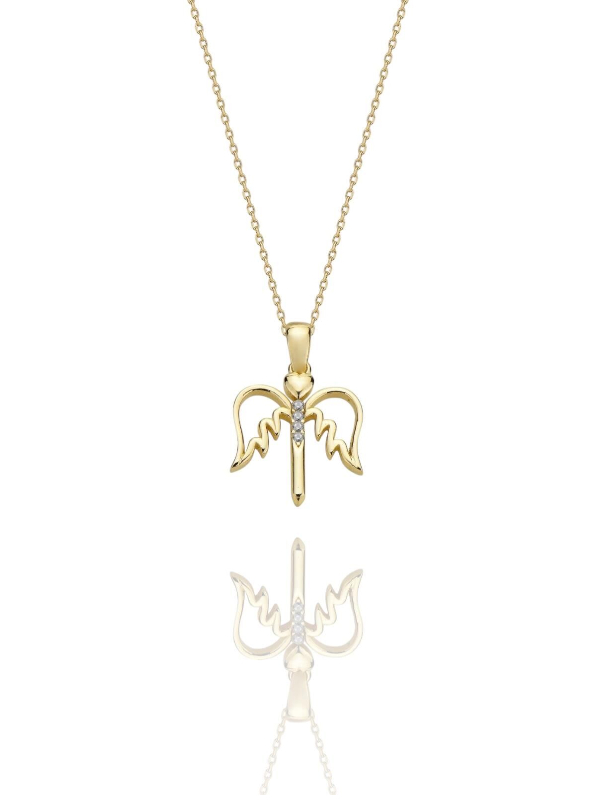 Melek Mikail Çok Şık 14 Ayar Altın Kolye