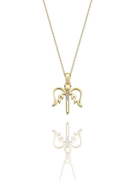 Melek Mikail Çok Şık 14 Ayar Altın Kolye