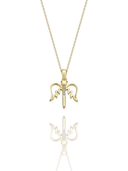 Melek Mikail Çok Şık 14 Ayar Altın Kolye