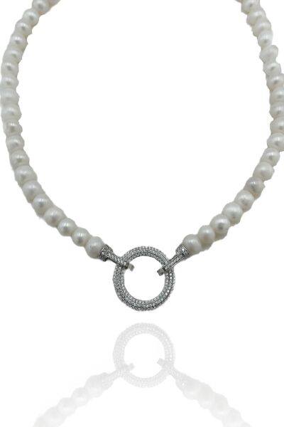 Yeni Model Üst Kalite İnci Gerdanlık 925 Gümüş Kolye