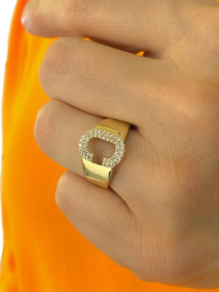 14 Ayar Altın C Harfi Üst Kalite Trend Harf Yüzük