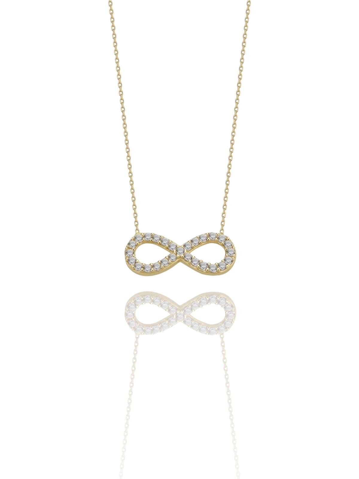 Minik Klasik Tek Sonsuzluk Çok Şık 14 Ayar Altın Kolye