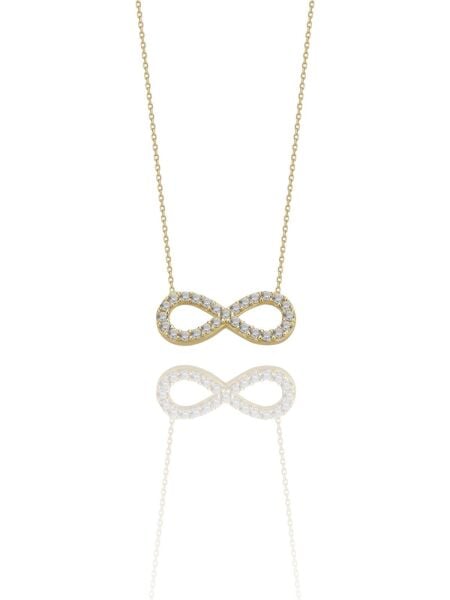 Minik Klasik Tek Sonsuzluk Çok Şık 14 Ayar Altın Kolye