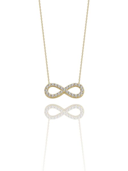 Minik Klasik Tek Sonsuzluk Çok Şık 14 Ayar Altın Kolye