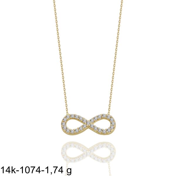 Minik Klasik Tek Sonsuzluk Çok Şık 14 Ayar Altın Kolye