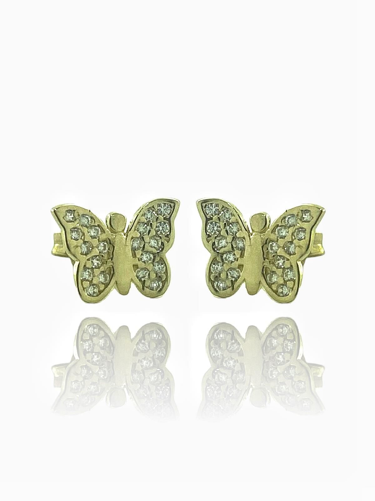 14 Ayar Altın Minik Kelebek Küpe