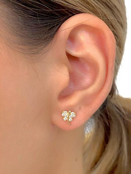 14 Ayar Altın Minik Yusufçuk Kelebek Küpe