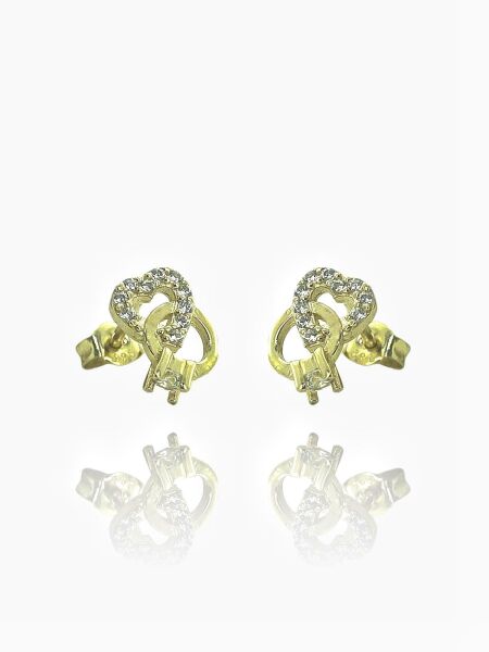 14 Ayar Altın Minik Kalp Tek Taş Küpe