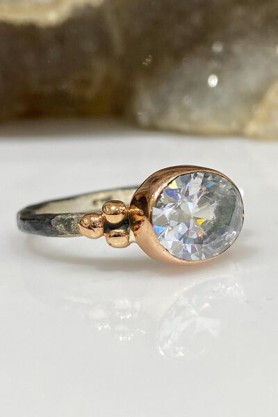 Oval Zirkon Taş El Üretimi 925 Gümüş Yüzük