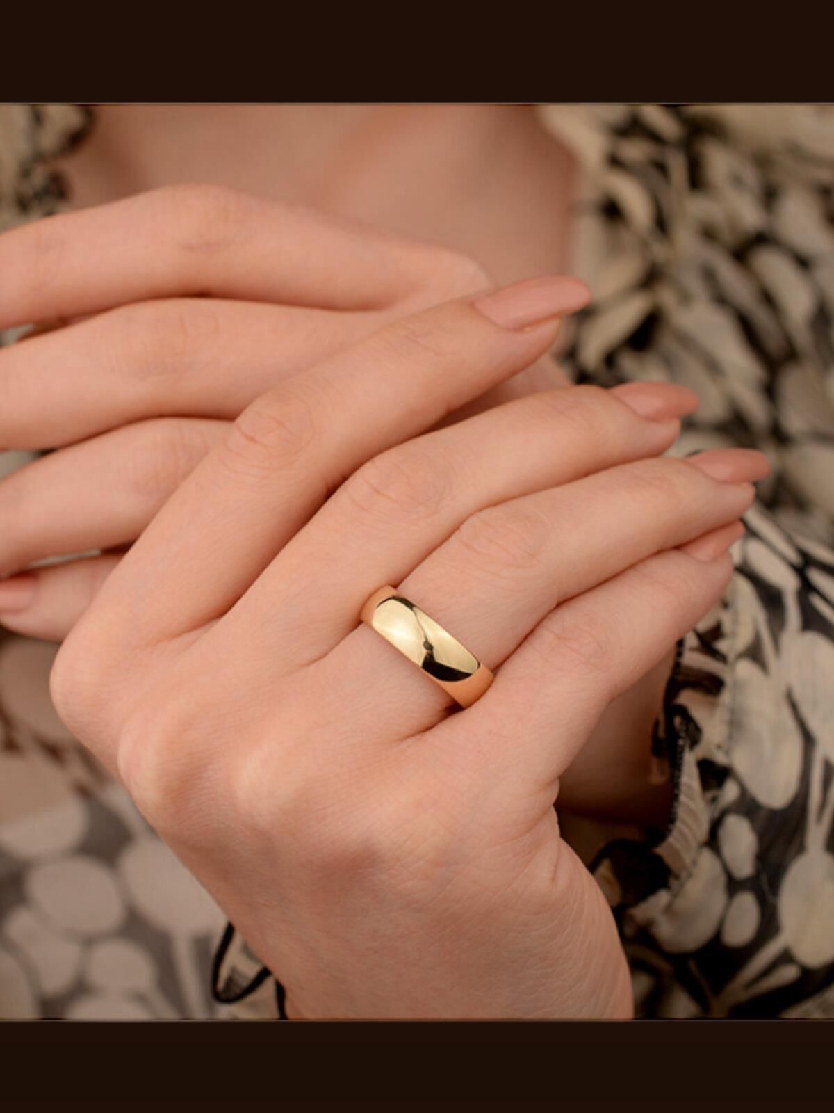 Düz Bombeli İçi Dolu Bombe 6 mm 14 Ayar Altın Alyans Yüzük